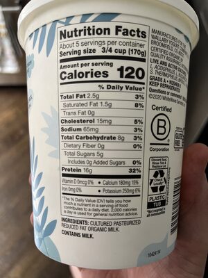 lowfat yogurt plain nutrition facts table
