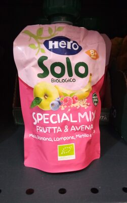 Solo  frutta e avena  mela banana e lampone