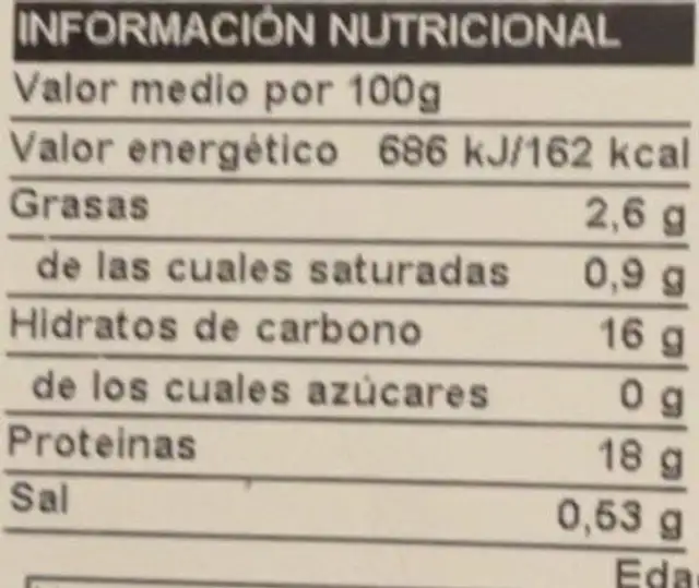 Escalope rebozado ternera nutrition facts table