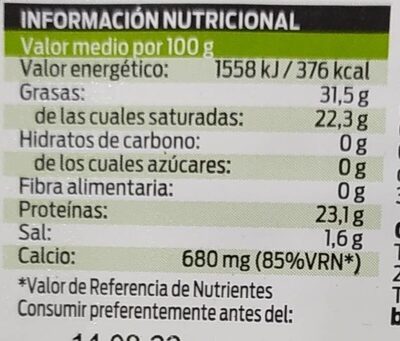 Queso nutrition facts table