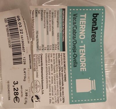 Queso tierno vaca cabra oveja