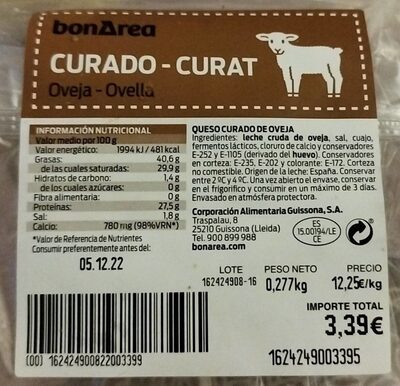 Queso curado oveja