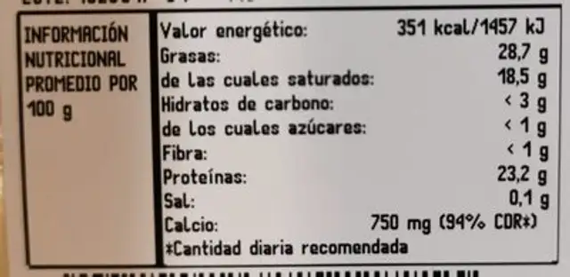 Queso de mezcla tierno bajo en sal nutrition facts table