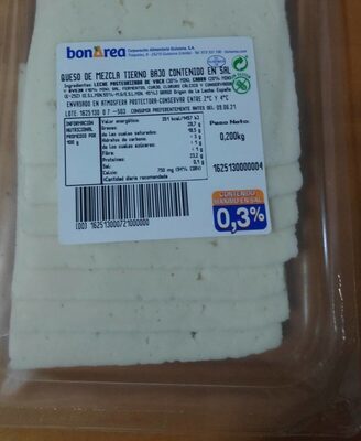 Queso de mezcla tierno bajo contenido en sal