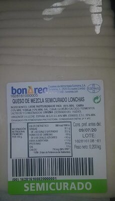 Queso de mezcla semicurado lonchas