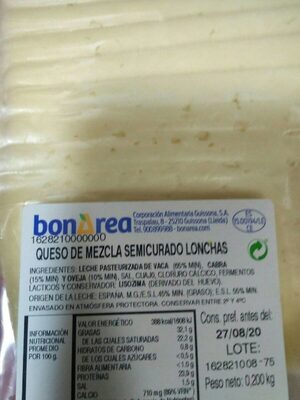 Queso de mezcla semicurado lonchas