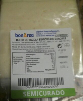 Quedó de mezcla semicurado lonchas front packaging