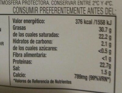Quedó de mezcla semicurado lonchas nutrition facts table