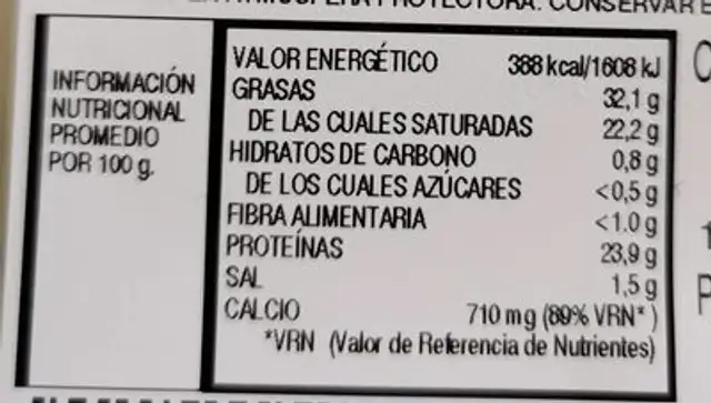 Queso de mezcla semicurado lonchas nutrition facts table