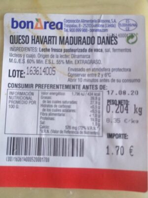 Queso havarti madurado danés