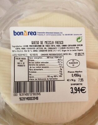 Queso de mezcla fresco