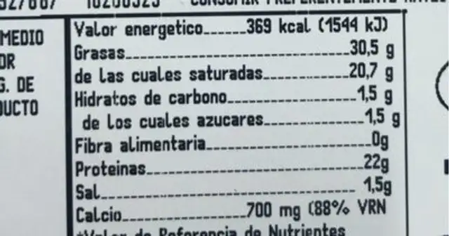 Queso mezcla fresco nutrition facts table