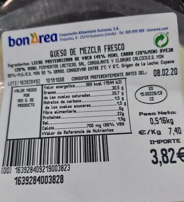 Queso de mezcla fresco