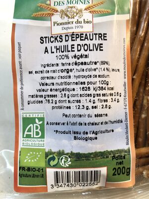 Sticks d’epeautre à l’huile d’olive
