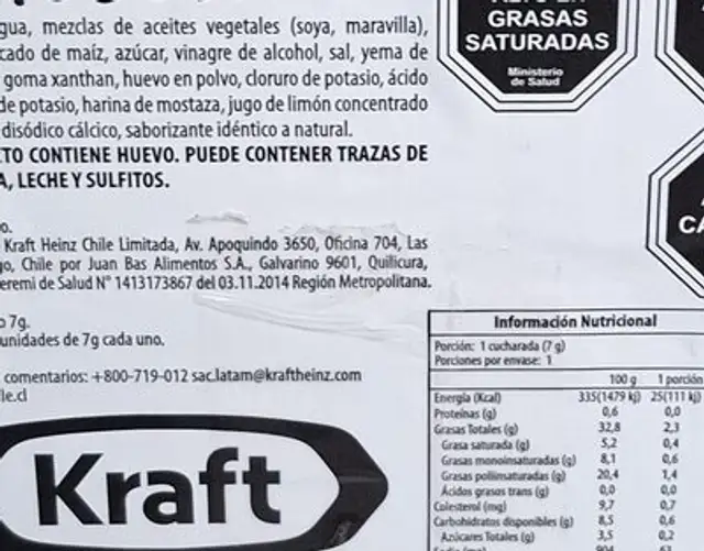 Sachet mayo dely nutrition facts table