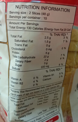 FarmHouse Sliced Bread nutrition facts table