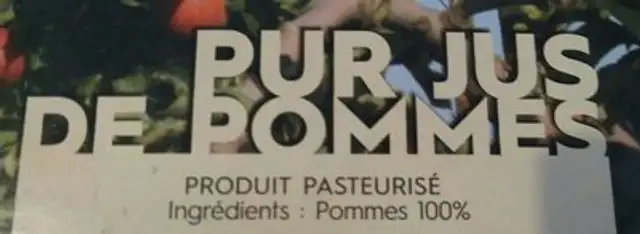 Pur jus de pomme ingredients label