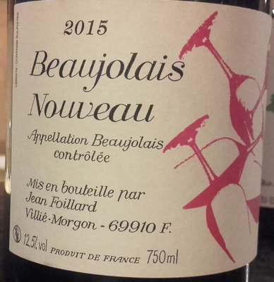 AOC Beaujolais nouveau 2015 - Jean Foillard front packaging