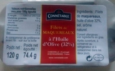 Filets de Maquereaux à l'Huile d'Olive (32%)