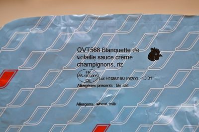 Blanquette de Volaille, Sauce Crème, Champignons, Riz