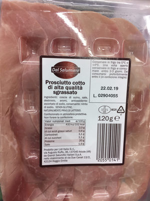 Prosciutto cotto max 2% di grassi-Dal Salumiere (Lidl) ingredients label