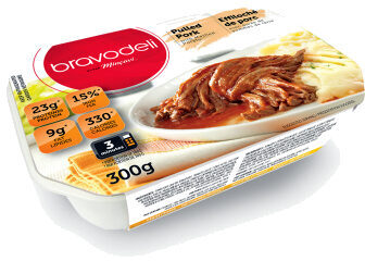 Effiloché de porc sauce style côte levée avec purée de pommes de terre