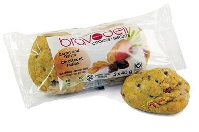 Biscuits carottes et raisins front packaging