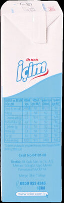 Ülker İçim Doğal Süt 1 Litre front packaging