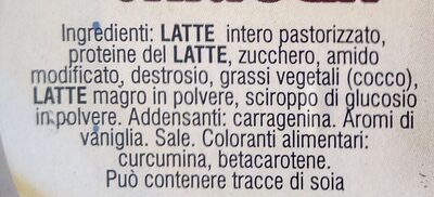 Budino Vaniglia ingredients label