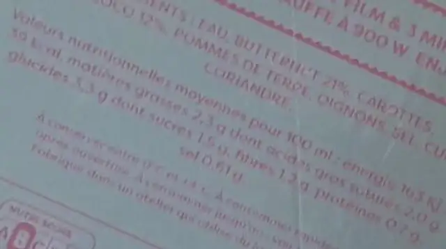 Velouté de Butternut et Coco nutrition facts table