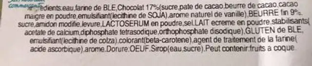 Torsade chocolat ingredients label