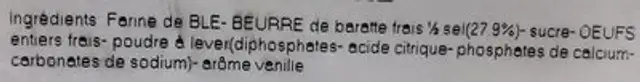 Gâteau Breton Nature ingredients label