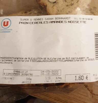 Pain céréales amandes noisette