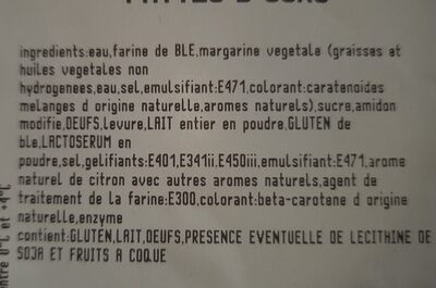 Patte d'ours ingredients label