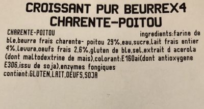 Croissant Pur Beurre x4 ingredients label