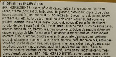 Mondose Exquisite Belgian Chocolates ingredients label