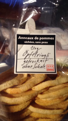 Anneaux de pommes séchées, sans peau