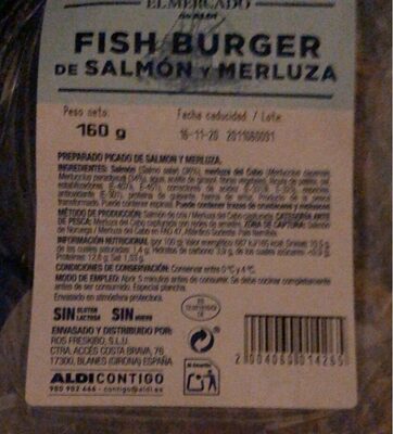 Fish burger front packaging