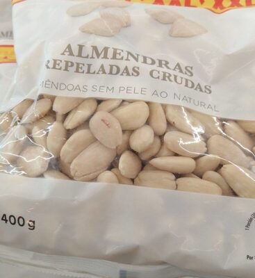 Almendras repeladas crudas front packaging