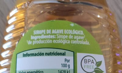 Sirope Agave ingredients label