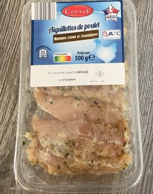 Aiguillettes de poulet marinées crème et champignons
