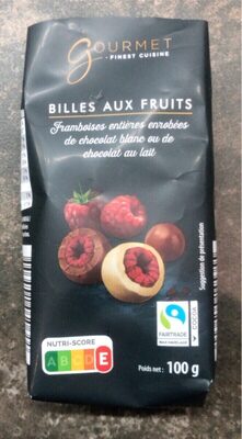 Billes aux fruits framboise enrobées chocolat blanc & lait