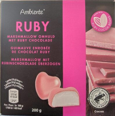 Espumas dulces recubiertas de cobertura chocolate ruby
