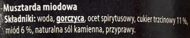 Musztarda miodowa ingredients label