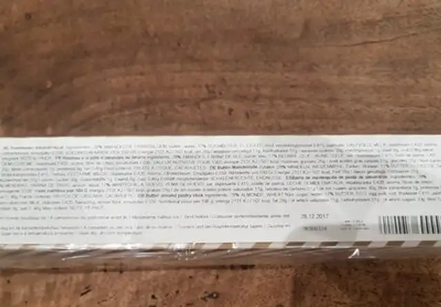 AMANDELSTAAF ingredients label