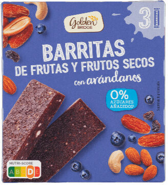 Barritas de frutas y frutos secos con arándanos