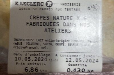 Crêpes nature front packaging