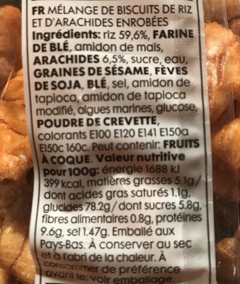 Mélange asiatique ingredients label