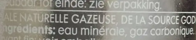 Eau mineral petillante ingredients label