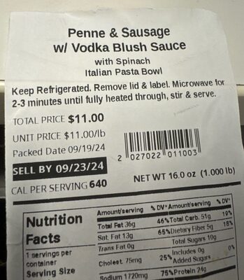 Penne & Sausage w/ Vodka Blush Sauce